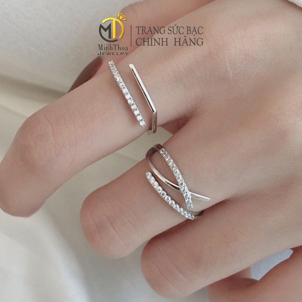 Nhẫn bạc nữ dáng hở đơn giản cá tính phụ kiện trang sức bạc đẹp  Minh Thoa JEWELRY