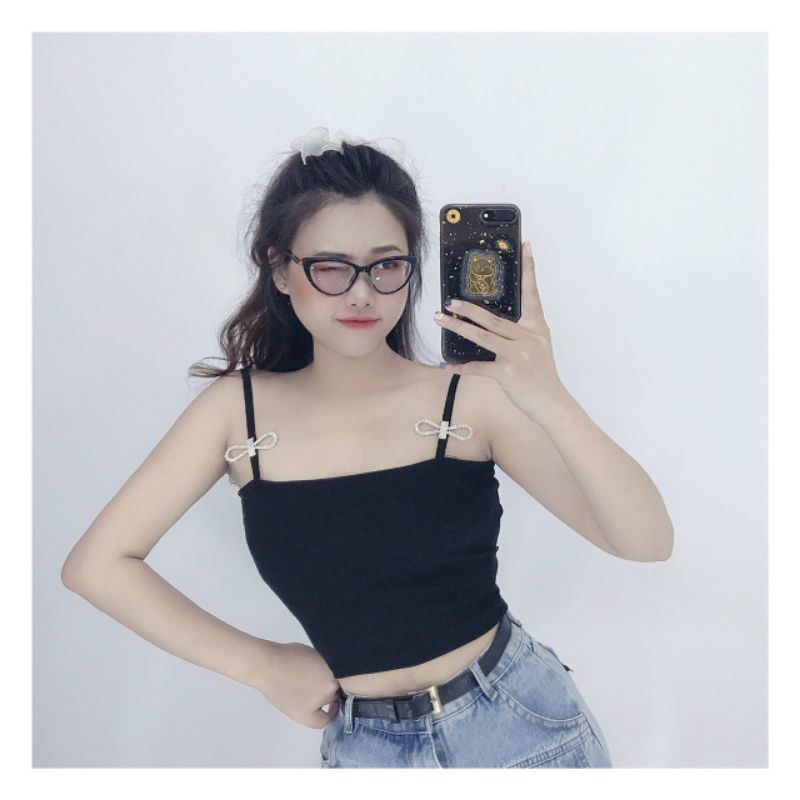 Áo 2 dây đính nơ đá