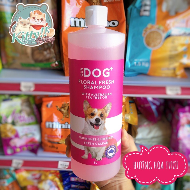 Dầu tắm Úc Our Dog 1L - Sữa tắm thơm, dưỡng lông, khử mùi hôi dành cho chó, mèo 1 lít - Kitty Pet Shop