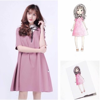 Đầm dáng A suông nơ cổ siêu dễ thương Annie Dress D0078