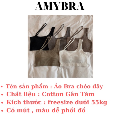 Áo Bra Nữ Cotton - Áo Ngực Mút Mỏng Dáng Lửng - Bra 2 Dây Chéo Vai Độc Mẫu Mới Hot Trend AMYBRA B834