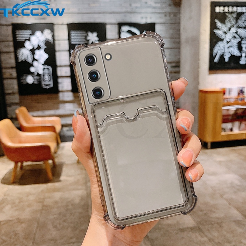 Ốp Điện Thoại Mềm Trong Suốt Chống Sốc Có Ngăn Đựng Thẻ Cho Samsung S20 S21 FE S20 S21 Ultra S20 21Plus