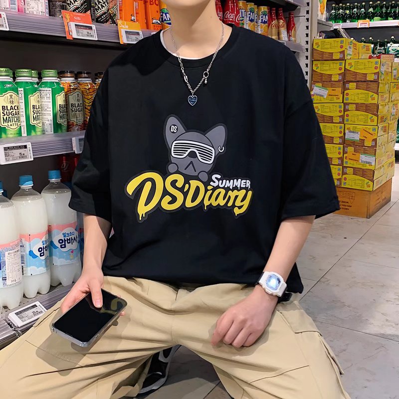 Áo Thun Tay Ngắn Dáng Rộng In Chữ Phong Cách Nhật Bản Thời Trang Mùa Hè Cho Nam Size M-8XL