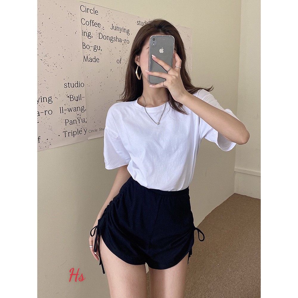 Quần Short Nữ Dây Rút Hông 🦋 Quần Đùi Nữ Cạp Chun Vải Thun 2 Màu 🦋