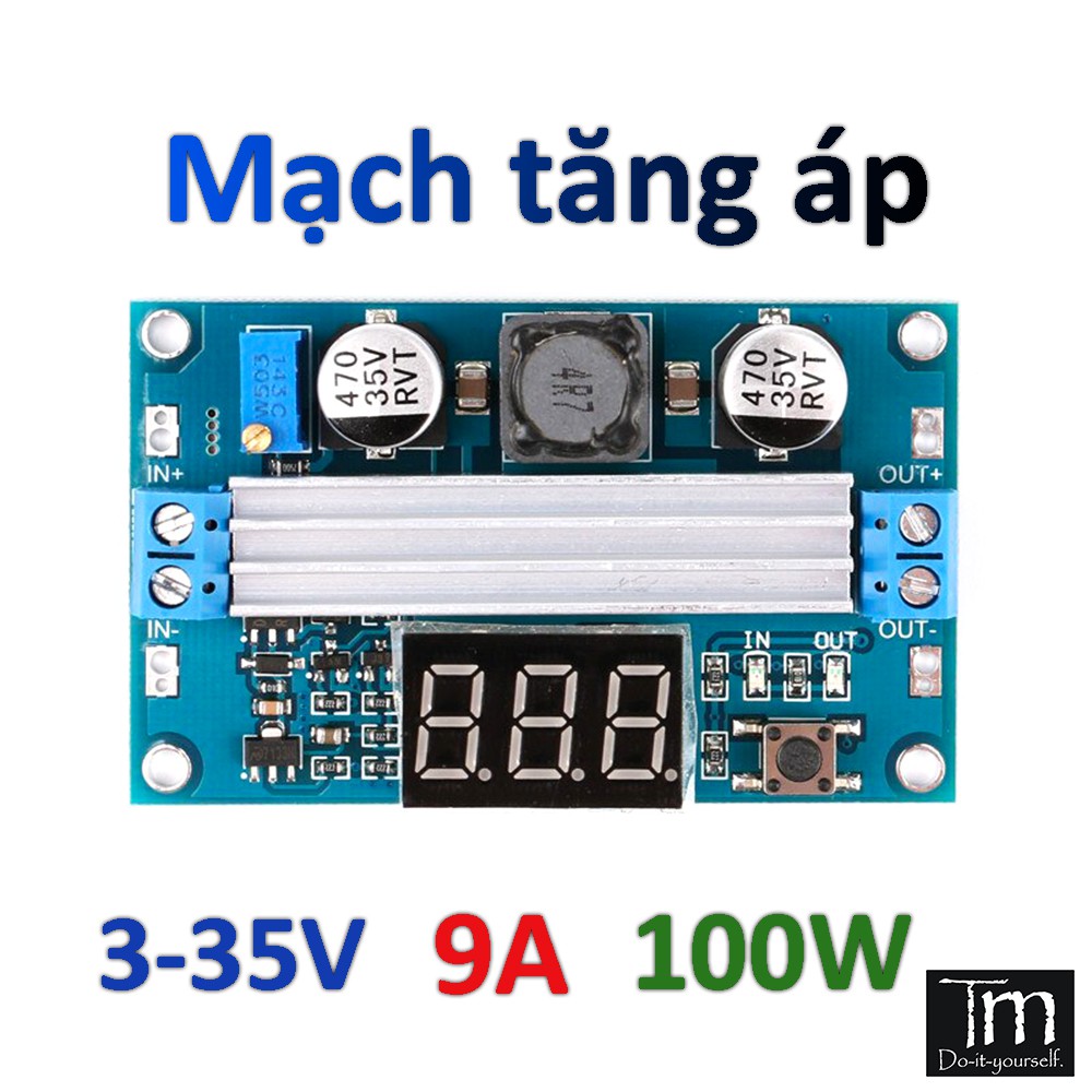 Mạch Nguồn Tăng Áp 9A 100W Có Hiển Thị