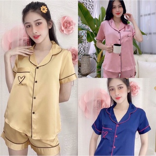 🍄 bộ pijama đùi lụa satin size m - l - xl quần có túi sâu .