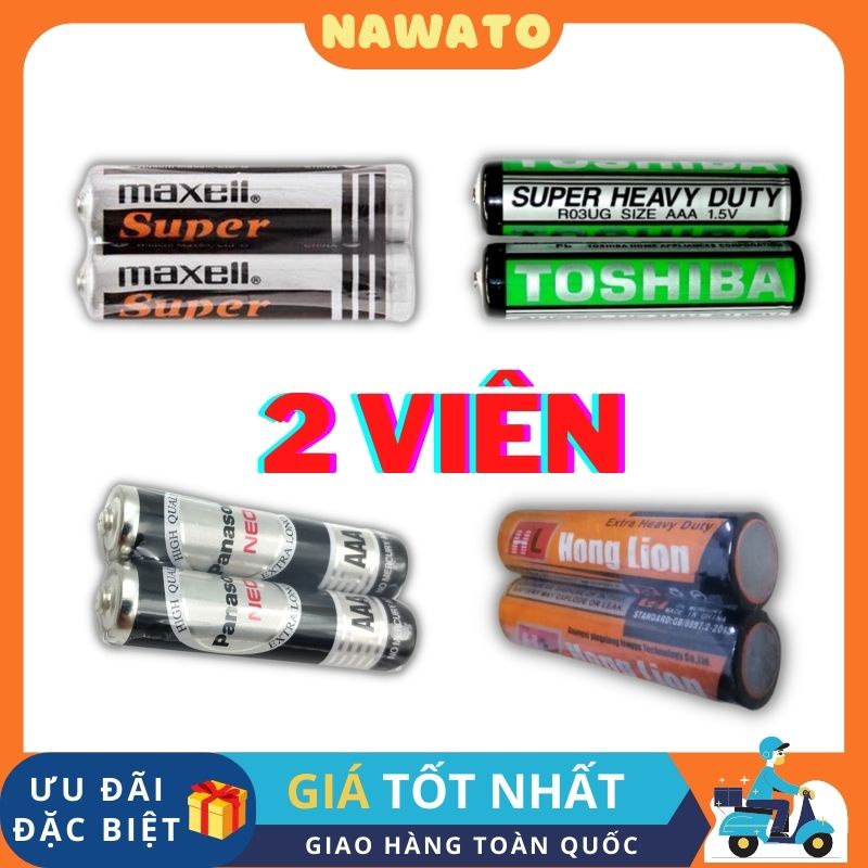 Pin nhí các loại NAWATO Pin AAA Maxell, Toshiba, Hong Lion, Panasonic sử dụng cho các thiết bị gia đình (2 viên)