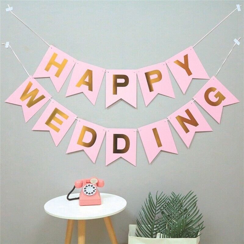 Dây treo chữ Happy Wedding trang trí phòng cưới, đám cưới