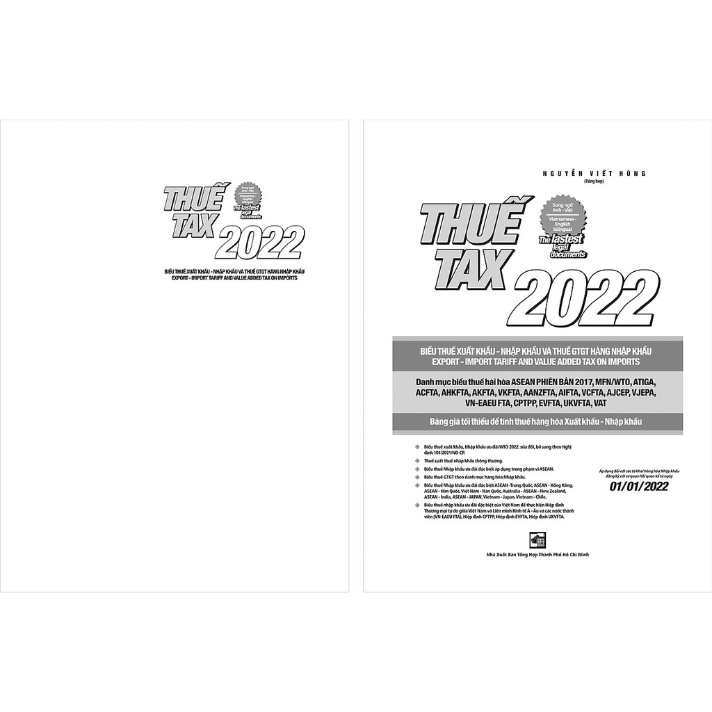 Sách - Thuế TAX 2022 - Biểu Thuế Xuất Khẩu - Nhập Khẩu Và Thuế GTGT Hàng Nhập Khẩu (Song Ngữ Anh - Việt)