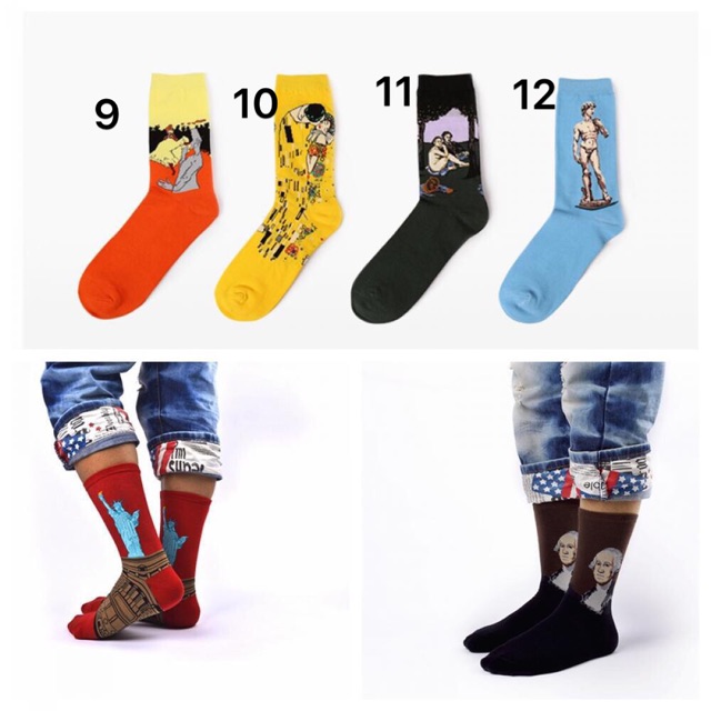 Tất cổ cao UNISEX hoạ tiết vintage tranh sơn dầu