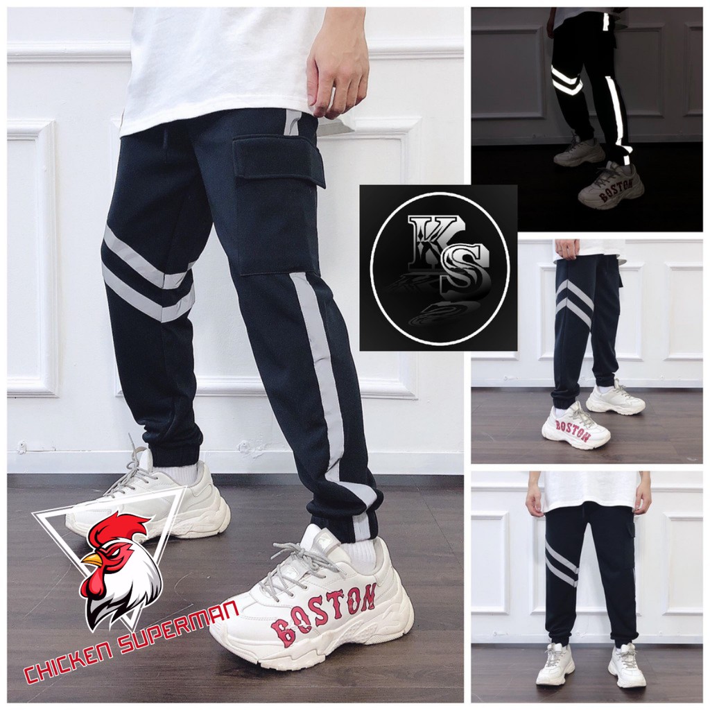 Quần jogger 2 sọc phản quang unisex cao cấp (giá rẻ)