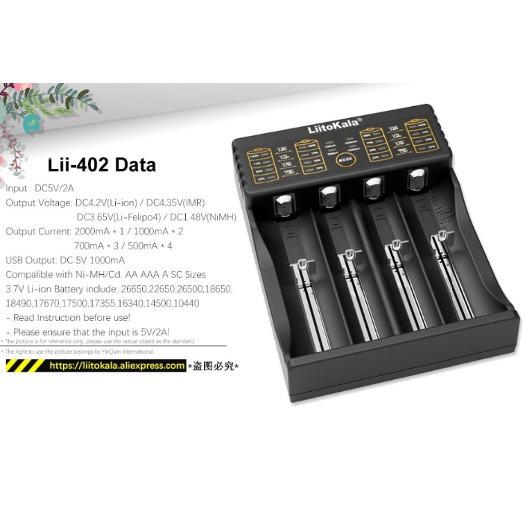 Bộ Sạc Pin Thông Minh Liitokala Lii-402 Lii-202 100 18650 NiMH lithium