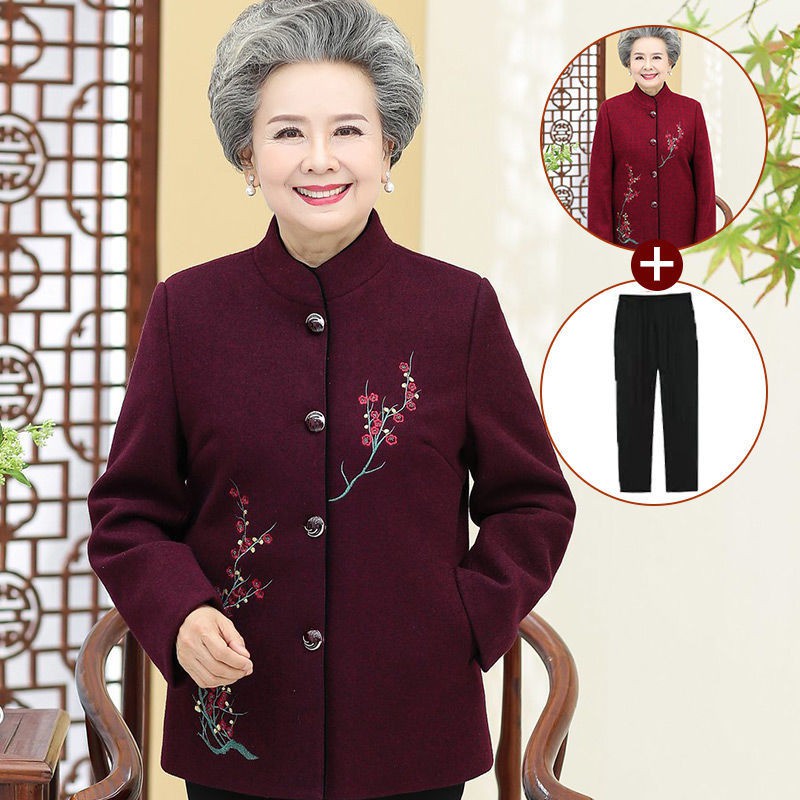 Áo khoác bà ngoại bà mẹ trung niên phù hợp với người già 60-70-80 tuổi bà già bà già quần áo mùa xuân và mùa thu phụ nữ