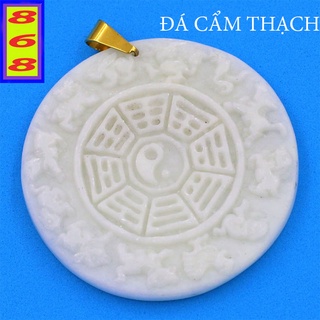 Mặt Dây Chuyền Bát Quái 12 Con Giáp đá trắng 5cm - Mặt Size Lớn - Tặng Kèm Móc Inox - Phong Thủy 868