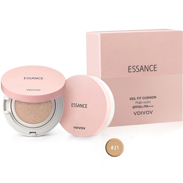 Phấn Nước Mịn Lì Mờ Khuyết Điểm Essance Veil Fit Cushion Spf50+ Pa+++ 15G [21 Sand Ivory- 23 Deep Ivory]