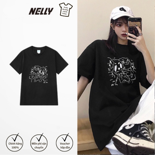 Áo Phông Nelly Heybig Hip Hop Đường Phố Âu Mỹ Áo Cộc Tay Cặp Đôi Phong Cách Harajuku Trào Lưu Phong Cách Hàn Quốc