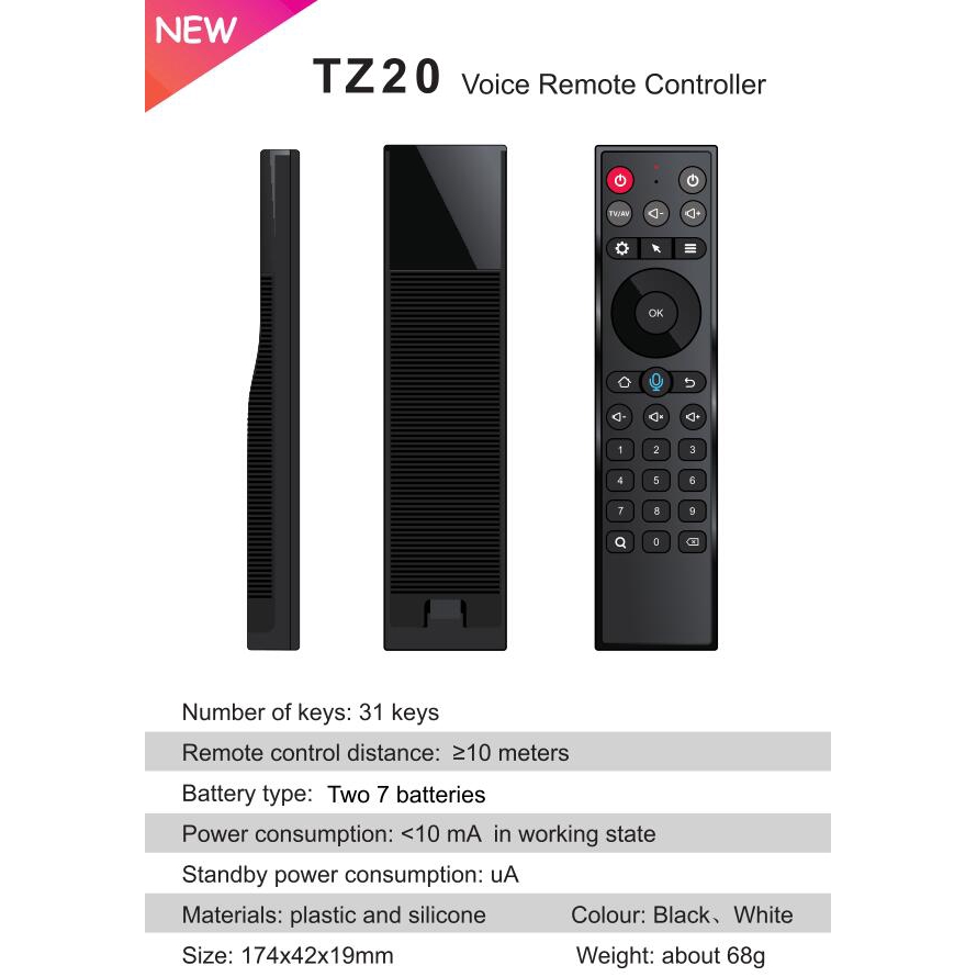 [Mã ELFLASH5 giảm 20K đơn 50K] Remote Mouse Air Voice TZ20 - Điều khiển chuột bay tìm kiếm giọng nói