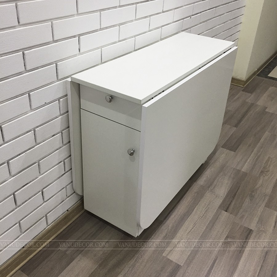Bàn ăn gấp gọn thông minh VANU DECOR có bánh xe di chuyển tiện lợi  BA090