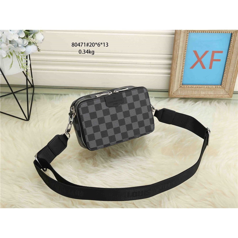 LV_Túi Đeo Chéo Da Hai Lớp 20cm Thời Trang Cho Nam Nữ