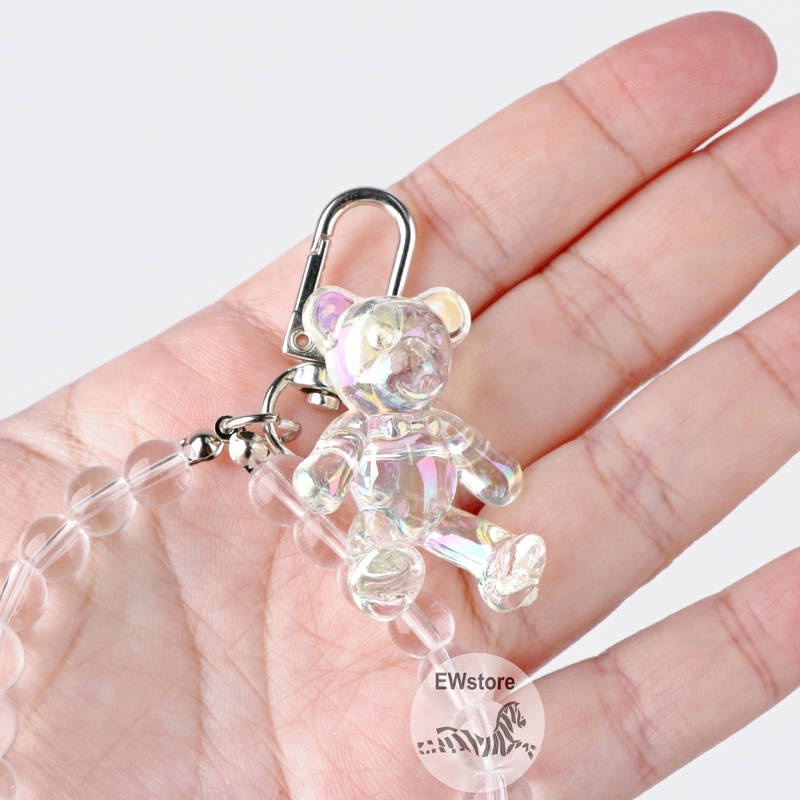 Móc Khóa Hình Gấu Bằng Thủy Tinh Trong Suốt Dễ Thương