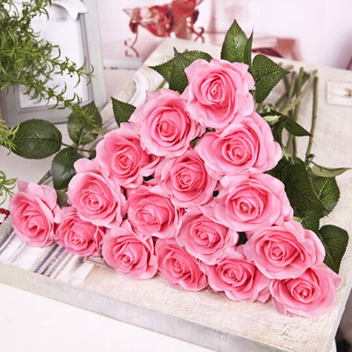 1 bông hoa hồng giả bằng lụa để trang trí tiệc cưới, nội thất