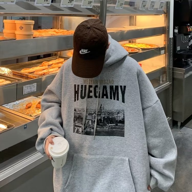 Áo Hoodie Dáng Rộng Có In Chữ Thời Trang Phong Cách Hàn Quốc Cho Nam