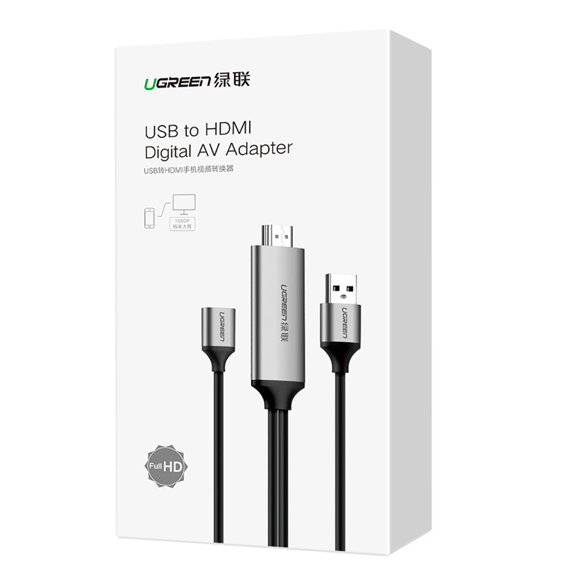 Cáp Chuyển Đổi USB - Micro, Lightning, Type-C Sang HDMI cao cấp UGREEN 50291 Dài 1.5m - Hàng chính hãng