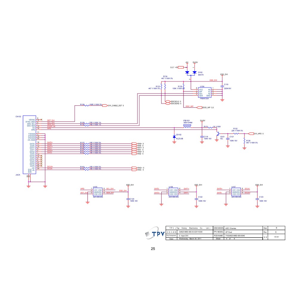 Hướng dẫn sửa chữa và sơ đồ màn AOC e2051F