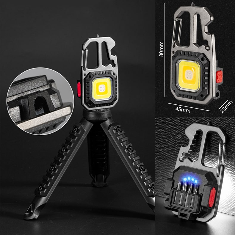 Đèn pin móc khóa mini siêu sáng có đầu vít - Đèn led mini móc khóa led COB pin sạc usb