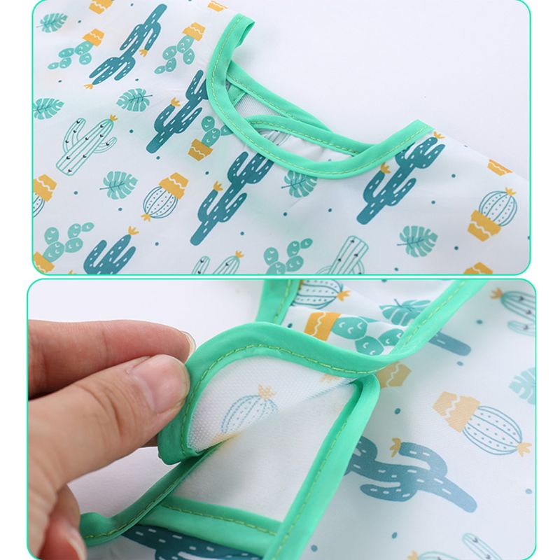 Yếm Ăn Bằng Polyester Tay Dài In Hoạt Hình Dành Cho Trẻ Em