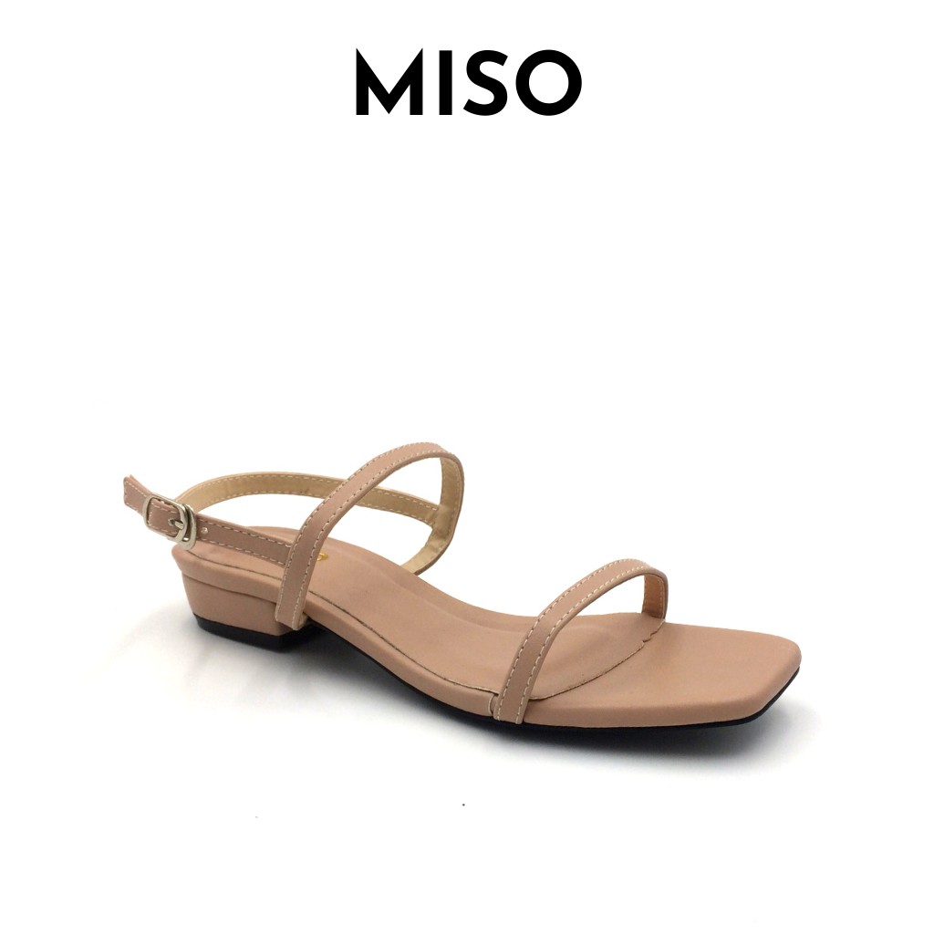 Giày sandal nữ basic Hàn Quốc mũi vuông trendy quai ngang mảnh gót 2cm nhẹ nhàng nữ tính MISO M004