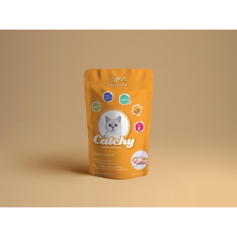Pate Catchy 5 plus dành cho mèo, thức ăn dạng ướt cho mèo nhiều vị 70g