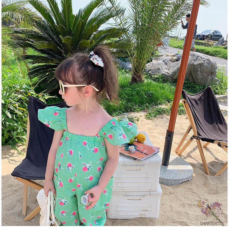 Áo liền quần họa tiết hoa phong cách Hàn Quốc thời trang mùa hè cho bé gái