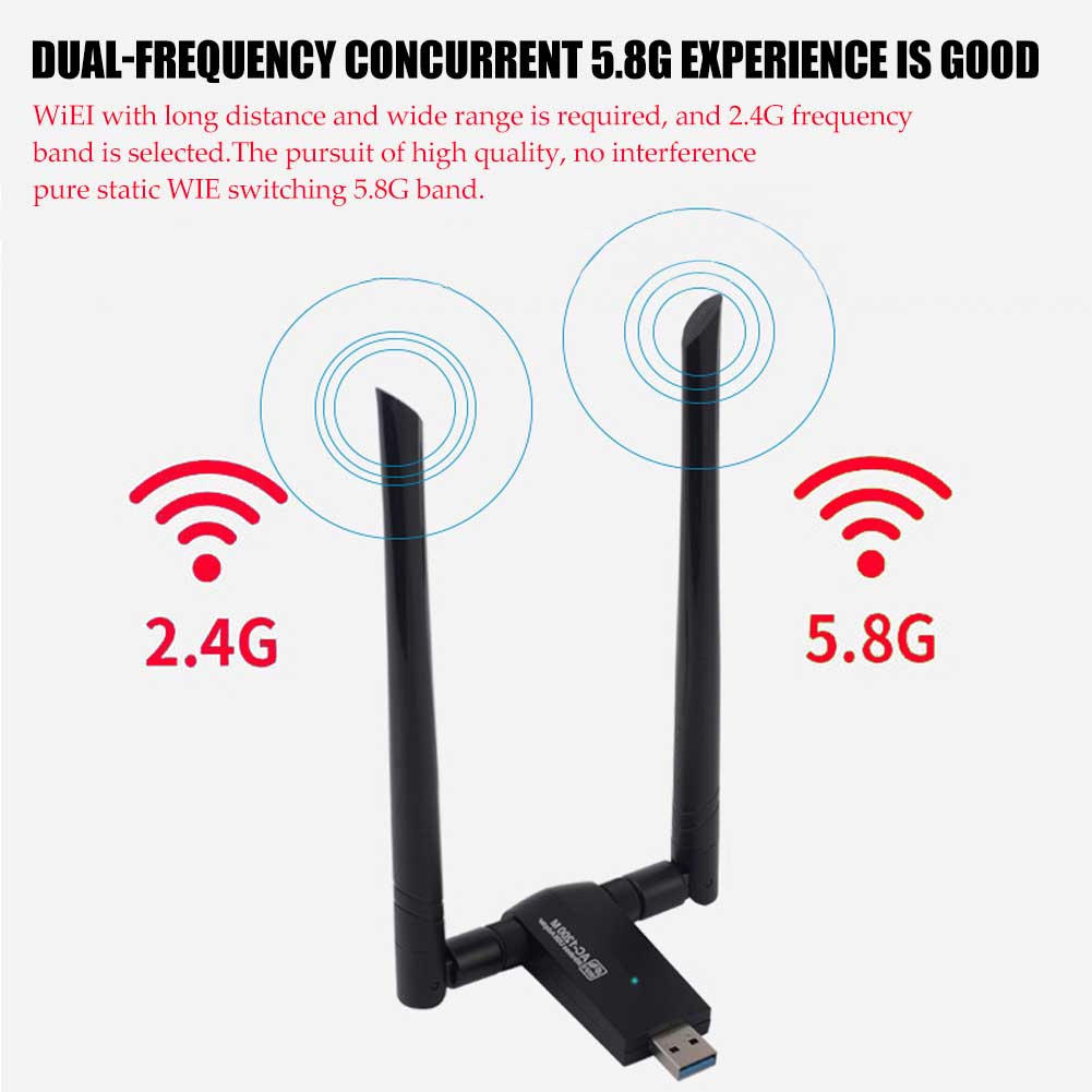 Card mạng không dây Thẻ mạng không dây USB 1200M Bộ thu WiFi Bộ thu không dây băng tần kép 5.8G / 2.4G cho PC | BigBuy360 - bigbuy360.vn