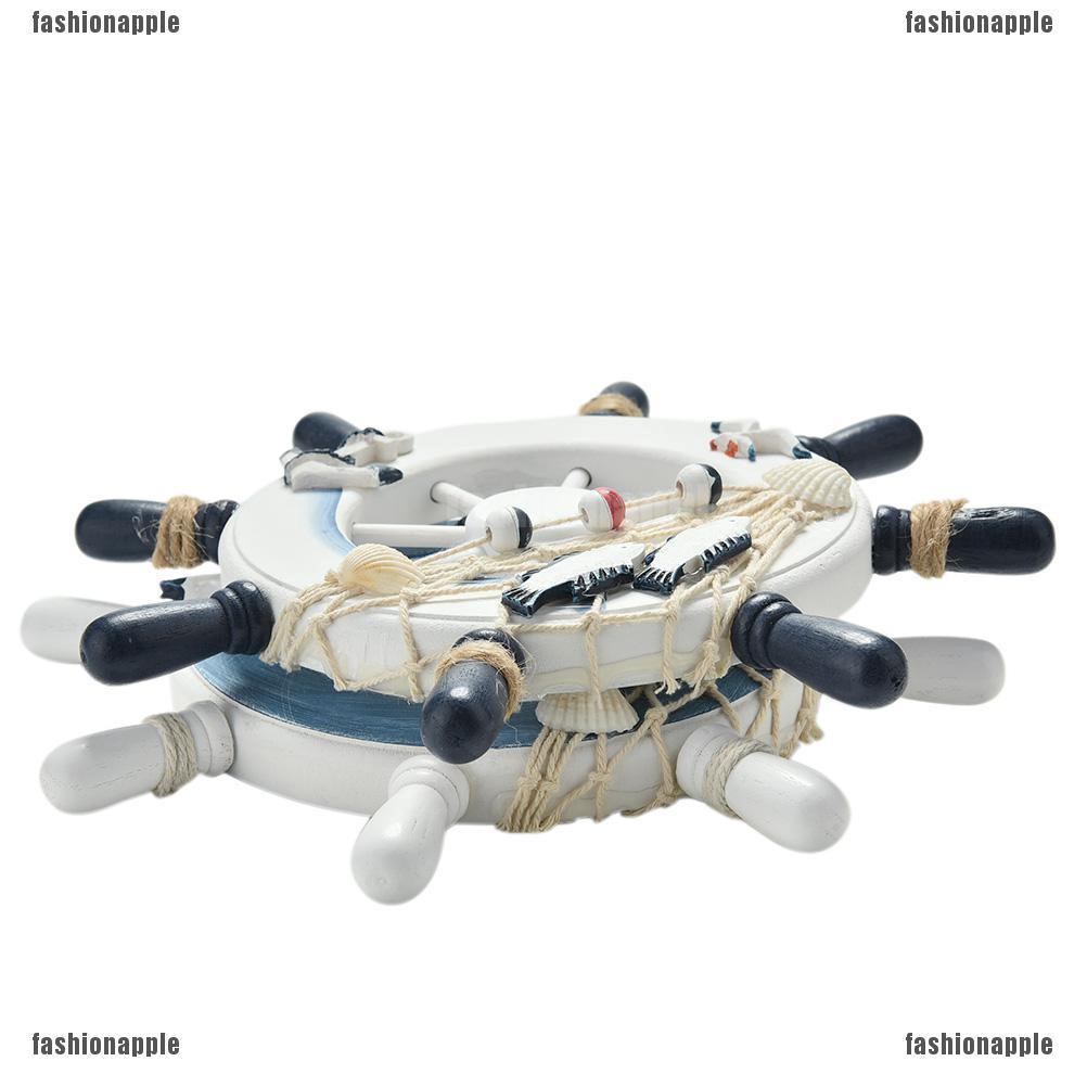 Lưới Đánh Lái Thuyền Bằng Gỗ Màu Xanh Dương Trắng 1X 9 inch Trang Trí Tường