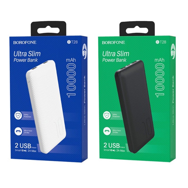 ✅HÀNG CHÍNH HÃNG✅ Sạc Dự Phòng Mỏng Gọn BOROFONE BT28 10000mAh Sạc Cùng Lúc nhiều Thiết Bị Cổng USB/Type-C BH 12 THÁNG