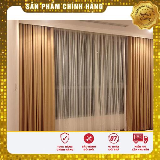 Rèm cửa màu vàng đồng LV màn cửa sổ Apec màu vàng đồng chất liệu vải gấm dệt 3 lớp chống nắng 96%
