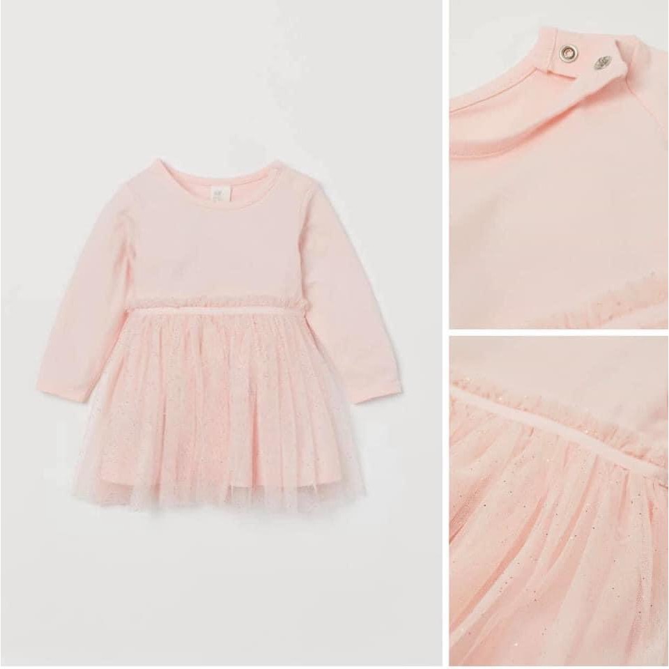 Váy hồng chân bồng bềnh HM UK săn SALE sz 2-3y