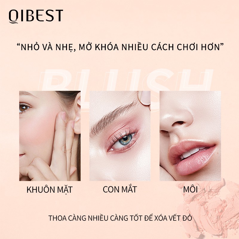 Phấn Má Hồng QIBEST Tông Lì Màu Hoa Hồng Tự Nhiên Lâu Trôi Suốt 8 Tiếng 25g