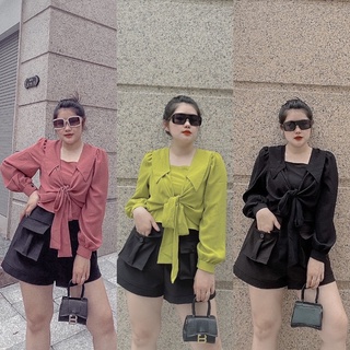 Áo croptop buộc nơ - MÚP BIGSIZE 60-100KG
