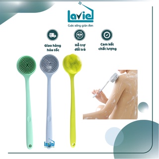Bàn chải chà lưng cán dài làm sạch cơ thể bằng silicon