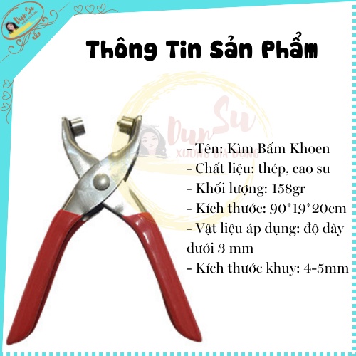 [TẶNG 35 KHOEN] Kìm Bấm Khoen Ore Dụng Cụ Bấm Lỗ Thắt Lưng, Giấy, Giày Da Đa Năng Tiện Lợi DunSu