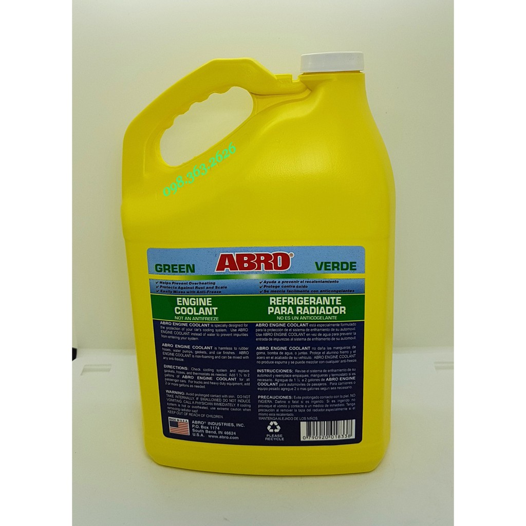 Nước Làm Mát Động Cơ Ô Tô ABRO ENGINE COOLANT Xanh 4lít