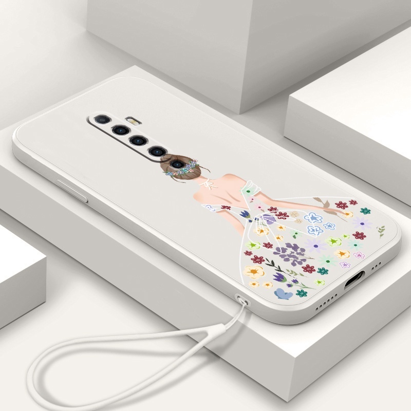 Ốp Điện Thoại TPU Silicon Mềm Họa Tiết Hoa Kèm Dây Đeo Cho oppo reno2 f reno 2 reno