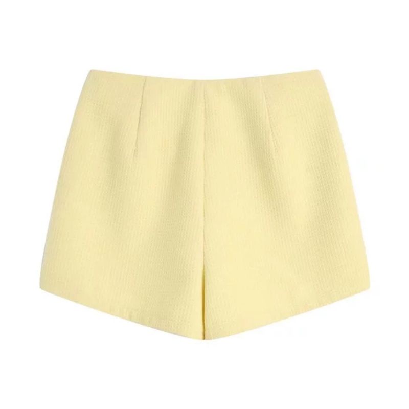 SET ÁO CROPTOP KÈM QUẦN VÁY MÀU VÀNG NHẠT ZR XUẤT XỊN