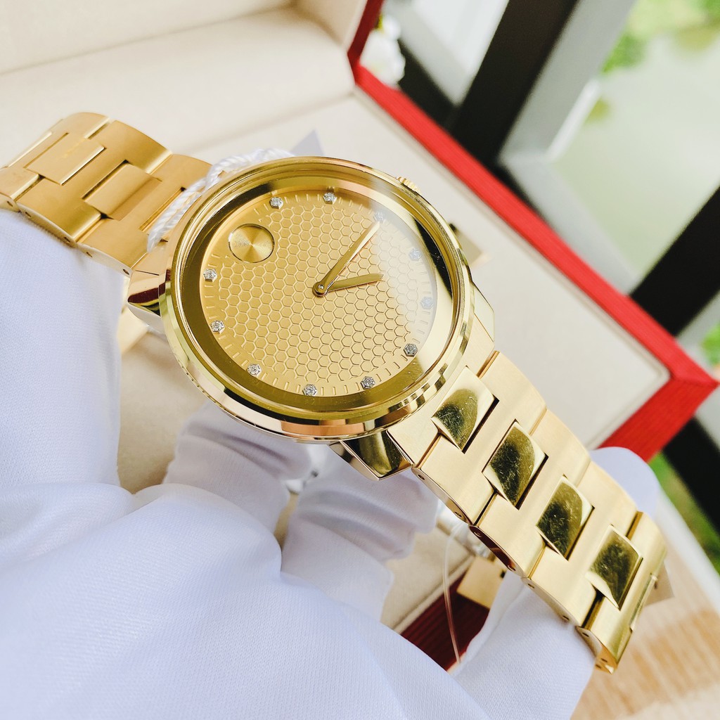 Đồng hồ nam chính hãng Movado Bold Yellow Gold Diamond Dial Men watch 3600374 - Máy quartz pin - Kính Sapphire
