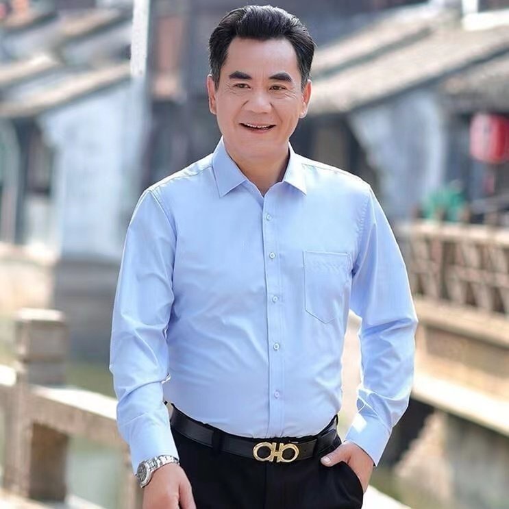 Áo sơ mi nam dài tay trung niên trơn vải cotton loại 1 mặc cực mát loại áo sơ mi màu trắng form regular AHOP21
