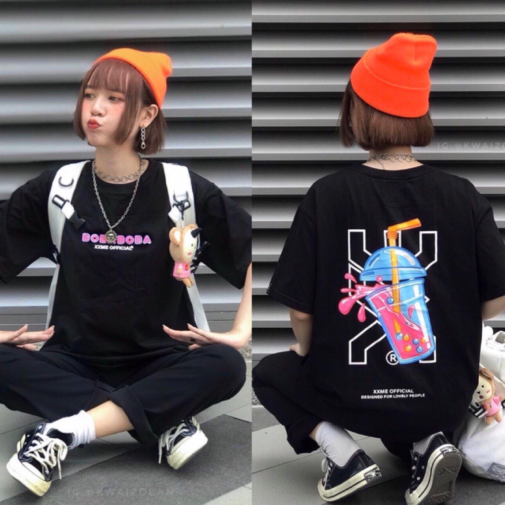 Áo Thun BOBA nam nữ Unisex from rộng cao cấp bền màu 1Kenz