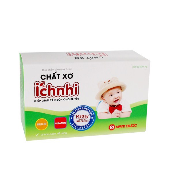 Chất xơ ích nhi, cốm chất xơ hòa tan, giảm táo bón cho bé, phụ nữ có thai, phụ nữ sau sinh (hộp 20 gói)