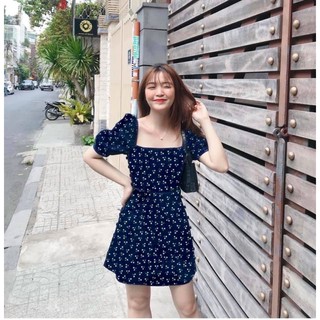 (SALE XẢ HÀNG) Đầm Hoa Phối Cúc Bọc - Kèm Hình Thật